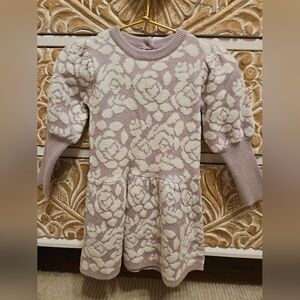 Janie and Jack Lavender and Cream Floral Knit Sweater Dress